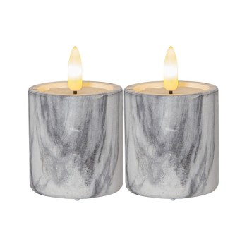 Star Trading LED Pillar 2er Flamme Marble, Indoor, grey, 9cm, keine Timer, 0.03W Star Trading LED Pillar 2er Flamme Marble, Indoor, grey, 9cm, keine Timer, 0.03W