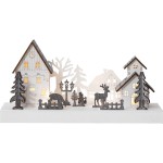 Star Trading Lumière décorative LED Fauna Paysage 28 cm, Blanc/Gris