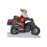 Star Trading Figurine LED Père Noël sur une moto, 26 cm, rouge