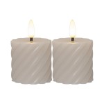 Star Trading Set de bougies LED Flamme Swirl, Ø 5 x 7.5 cm, Beige, 2 Stk
