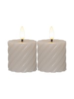 Star Trading LED Pillar Kerze Flamme Swirl, 0.03W, IP20, Beige, 2er Pack