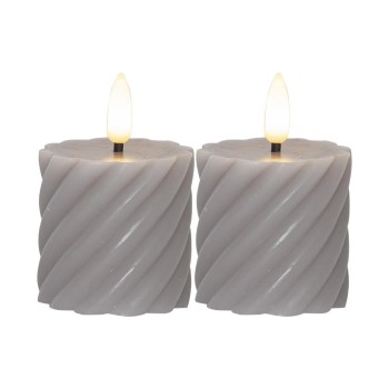 Star Trading LED Pillar Kerze Flamme Swirl, 0.03W, IP20, grey, 2er Pack Star Trading LED Pillar Kerze Flamme Swirl, 0.03W, IP20, grey, 2er Pack