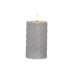 Star Trading Bougie LED Pillar Flamme Swirl, Ø 7.5 x 15 cm, Gris