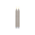Star Trading Set de bougies LED sur tige Flamme Swirl, Ø 2.3 x 25 cm, Beige, 2 pces