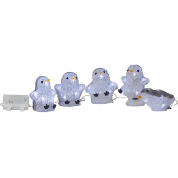 Star Trading Figurine LED Set de pingouins Crystalo, 12 cm, gris