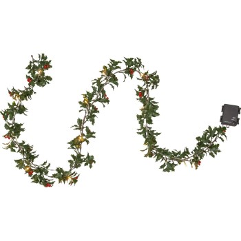Star Trading Künstliche Girlande Holly, with LED WW, exkl. Batterie 3xAA, IP44 Star Trading Künstliche Girlande Holly, with LED WW, exkl. Batterie 3xAA, IP44