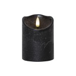 Star Trading Bougie LED Flamme Rustic, Ø 7.5 x 10 cm, Noir