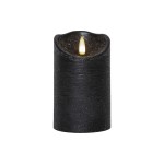 Star Trading Bougie LED Flamme Rustic, Ø 7.5 x 12.5 cm, Noir
