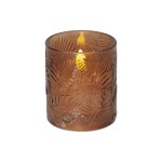 Star Trading Bougie LED Feuille de flamme Pillar, Ø 10 x 12.5 cm, brun