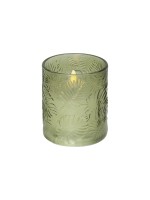 Star Trading Bougie LED Feuille de flamme Pillar, Ø 8.5 x 10 cm, vert