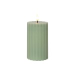 Star Trading Bougie LED Pillar Flamme Stripe, Ø 7.5 x 15 cm, vert
