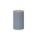 Star Trading Bougie LED Pillar Flamme Stripe, Ø 7.5 x 15 cm, bleu