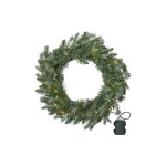 Star Trading Couronne de Noël à LED Greyland, Ø 55 cm, vert