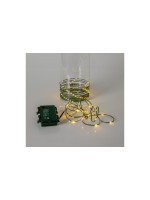 Star Trading Lichterkette Dew Drop Micro, IP44, Warmweiss, Grün