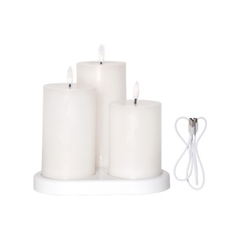 Star Trading LED Pillar Kerze Charge 3P, Indoor, white Star Trading LED Pillar Kerze Charge 3P, Indoor, white