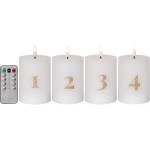 Star Trading Set de bougies LED Pillar, Intérieur, 12.50 cm, 4 pièces