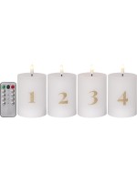 Star Trading LED Pillar Kerze 4 Pack Advent, Indoor, white, 12.50 cm Höhe, Timer