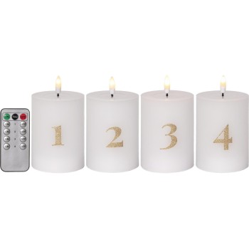Star Trading LED Pillar Kerze 4 Pack Advent, Indoor, white, 12.50 cm Höhe, Timer Star Trading LED Pillar Kerze 4 Pack Advent, Indoor, white, 12.50 cm Höhe, Timer