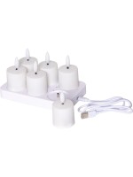 Star Trading LED Kerze 6 Pack Flamme Charge, Indoor, white, 8.50 cm Höhe, Timer