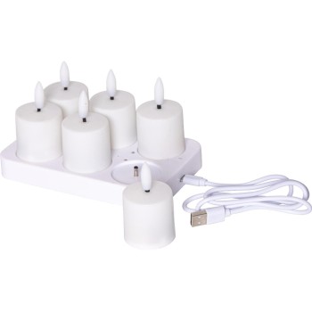 Star Trading LED Kerze 6 Pack Flamme Charge, Indoor, white, 8.50 cm Höhe, Timer Star Trading LED Kerze 6 Pack Flamme Charge, Indoor, white, 8.50 cm Höhe, Timer