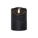 Star Trading LED Pillar Kerze Flamme Rustic, 0.02W, IP20, Timer, black 