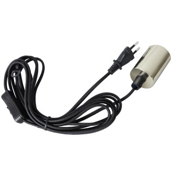 Kabelleuchte mit Switch 3.5M E27 Messing, Textilkabel schwarz, Indoor Kabelleuchte mit Switch 3.5M E27 Messing, Textilkabel schwarz, Indoor
