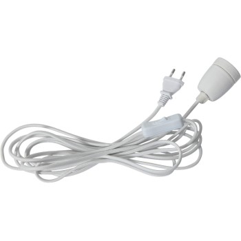 Kabelleuchte GLAZE m. Switch 5M E27 Weiss, Textilkabel Indoor, 500cm x 6cm Kabelleuchte GLAZE m. Switch 5M E27 Weiss, Textilkabel Indoor, 500cm x 6cm