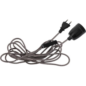 Kabelleuchte GLAZE m. Switch 5M E27 Grau, Textilkabel Indoor, 500cm x 6cm Kabelleuchte GLAZE m. Switch 5M E27 Grau, Textilkabel Indoor, 500cm x 6cm