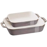 Staub 2tlg. Keramik Ofenformset, 20x16 & 27x20cm, grau
