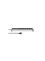 Steckdosenleiste ALUMODULAR 7xT13, silver, 3m cable, 2xUSB A 5V 2.5A, Resetknopf