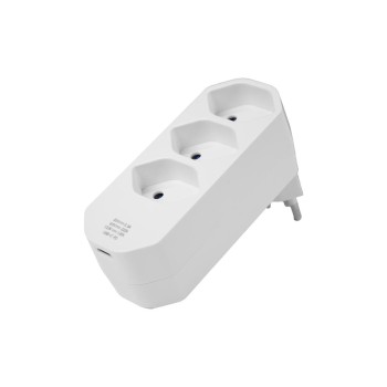 STEFFEN USB Mehrfachstecker 20W Manta, drehbar 320°, white