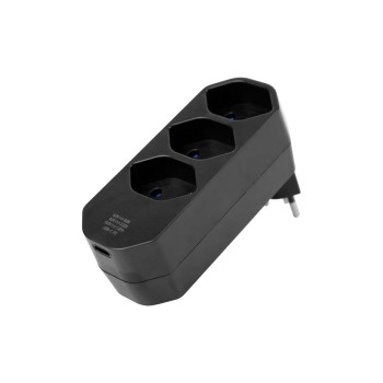 STEFFEN USB Mehrfachstecker 20W Manta, drehbar 320°, black 