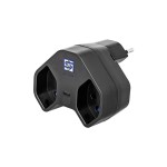 STEFFEN Fiche de branchement 2 x T13 USB-C, Noir, pivotant à 320