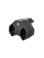 Steffen Manta Abzweigstecker 2xT13 USB C, schwarz, sternförmig, drehbar, mit KS