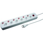 Steckdosenleiste 6xT13, mit 6 Schaltern, separater Hauptschalter, 1.5m Kabel