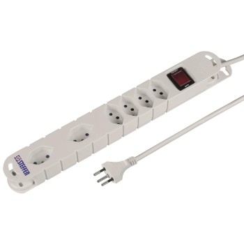 STEFFEN STEBA VARIABL Steckerleiste 6xT13, Steckdosen längs+quer, blanc, 3m câble STEFFEN STEBA VARIABL Steckerleiste 6xT13, Steckdosen längs+quer, blanc, 3m câble