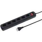 STEFFEN POWER EASY Steckerleiste 6xT13 quer, schwarz, mit Schalter, 1.5m Kabel
