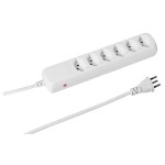 STEFFEN POWER EASY Steckerleiste, 6xT13, weiss, mit Reset-Knopf, 1.5m Kabel