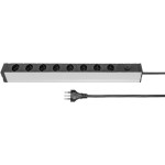 Steckdosenleiste 19, 8xT13, Typ12, ALU, 3m Kabel, ohne Schalter, Rack Montagehalter