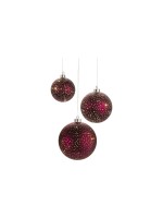 STT LED Glamour Ball Set bordeaux, indoor, 3Stück, D15/12/10cm
