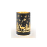 STT Windlicht Forest black  S, 10LED, ww, D9 x H14cm, Timer 6/18