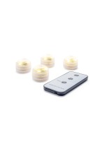 STT Deko-Licht Set 4Stk. & Remote, 12LED ww, D3xH2.3cm, inkl. Batterie