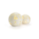 STT LED Windlicht 2er Set Glass Ball white, 18 LED, ww, D12cm/15cm, Timer 6/18, indoor