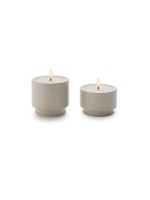 STT Ambiente Candle Set beige, 2 LED, ww, D9x6.5/8.5cm