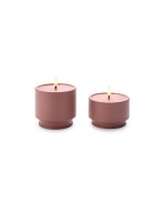 STT Ambiente Candle Set mauve, 2 LED, ww, D9x6.5/8.5cm