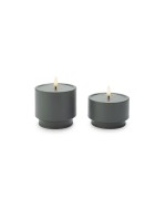 STT Ambiente Candle Set grey, 2 LED, ww, D9x6.5/8.5cm