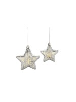STT Décoration en verre Glass Star Set 2 pcs. Argent