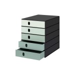 Styro Schubladenbox styroval pro color flow, 5 Schubladen, grün / schwarz