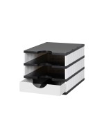 Styro Schubladenbox Styrodoc Uno, 3 Fach und 1 Schublade, weiss/schwarz