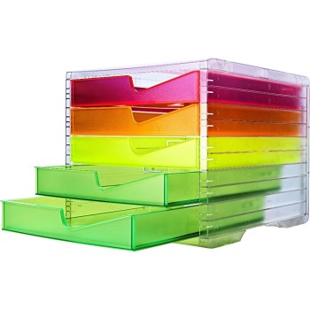 Styro Schubladenbox styroswingbox NEONline, 5 Schubl multicolor neon, Gehäuse transpar Styro Schubladenbox styroswingbox NEONline, 5 Schubl multicolor neon, Gehäuse transpar